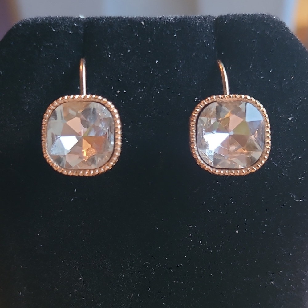 Crystal Drop Earrings in Rose Gold